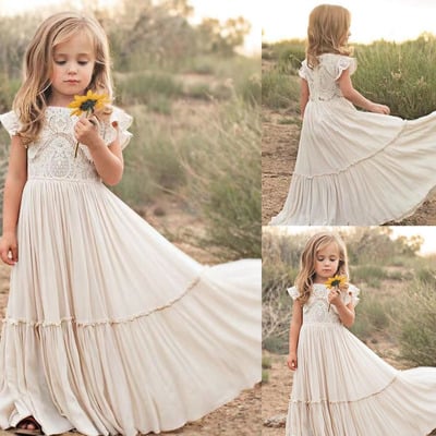 Boho floor length lace flower girl dresses  - Thumbnail 2