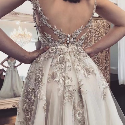 Luxury wedding dresses bridal gown with rhinestones - Thumbnail 1