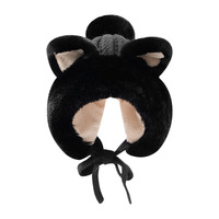 Fluffy fox ears knitted woolen hat - Thumbnail 8