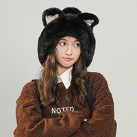 Fluffy fox ears knitted woolen hat - Thumbnail 6