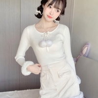 Korean Girl Women Cute Fashion Bow Pink Velvet Cool Chic Summer Spring Autumn Winter Short Mini Skirt - Thumbnail 7