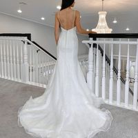 Charming Mermaid V Neck White Sequins Long Wedding Dresses - Thumbnail 1