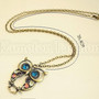 Retro Vintage Rhinestone Crystal Big OWL Pendant Necklace - Thumbnail 2