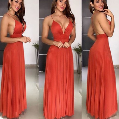 Spaghetti Straps Prom Dresses Orange PD12