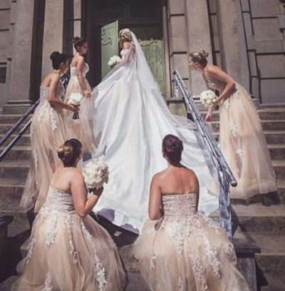 Sweetheart Bridesmaid Dresses Tulle with Lace Appliques