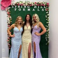 Charming Mermaid V Neck Light Blue Lace Long Prom Dresses with Slit - Thumbnail 1