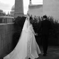 Princess Ball Gown Off the Shoulder Satin Long Wedding Dresses - Thumbnail 2