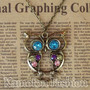 Retro Vintage Rhinestone Crystal Big OWL Pendant Necklace - Thumbnail 3