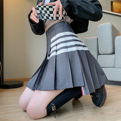 JK Striped Pleated Skirt