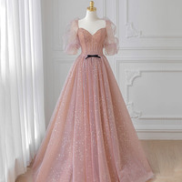 Cute Tulle Long Prom Dress, A-Line Evening Party Dress - Thumbnail 2
