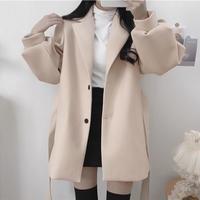 Korean Style Mid-length Suit Collar Woolen Coat - Thumbnail 2