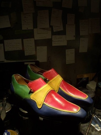 Handmade Men's Attractive Multi Colour Leather Shoes, Moccasin Formal Wear Shoes