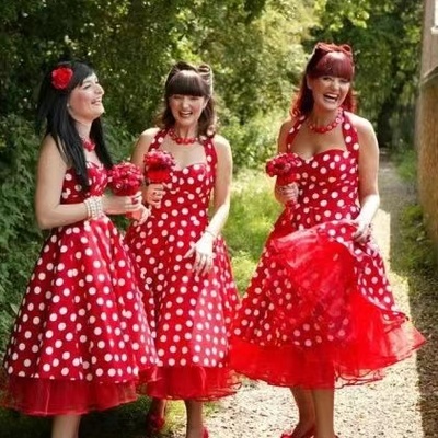 Vintage bridesmaid dresses with polka dots - Thumbnail 4