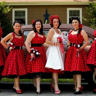 Vintage bridesmaid dresses with polka dots 1950's - Thumbnail 3