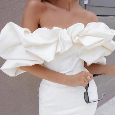 Sexy off shoulder ruffled evening dress - Thumbnail 1