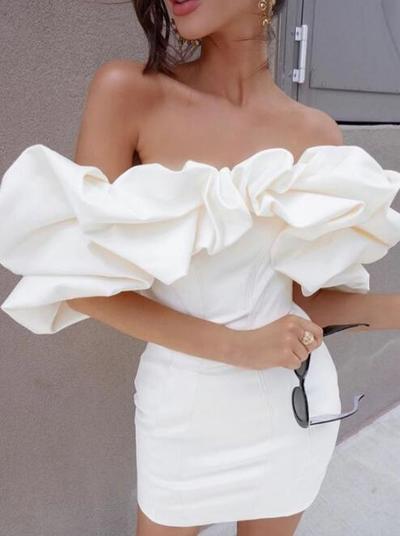 Sexy Off Shoulder Ruffled Evening Dress
