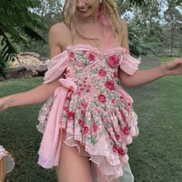 Pink Flower Garden Dress - Thumbnail 1
