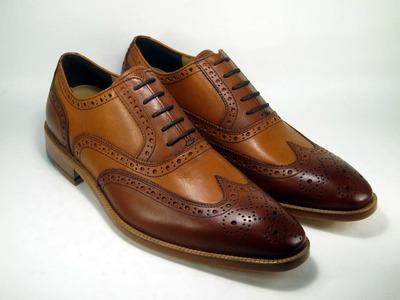 Decent Wear Men's Two Tone Oxfords Style Hand Stitch Leather Lace Up Office Wear Shoes