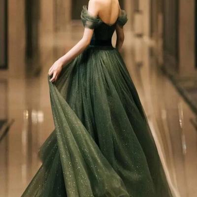 Sparkle olivia green long evening prom dresses - Thumbnail 2
