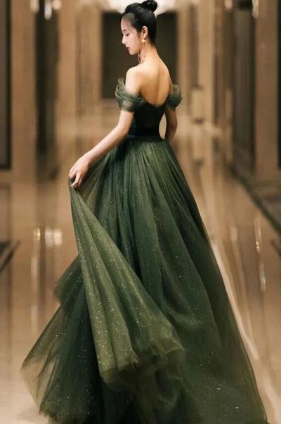 Sparkle Olivia Green Long Evening Prom Dresses
