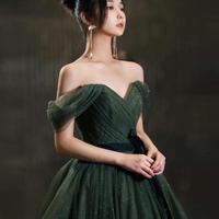 Sparkle Olivia Green Long Evening Prom Dresses - Thumbnail 2