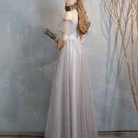 Cute Tulle Long Prom Dress Simple Evening Dress - Thumbnail 1