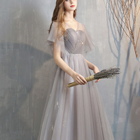 Cute Tulle Long Prom Dress Simple Evening Dress - Thumbnail 3