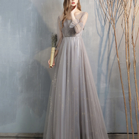 Cute Tulle Long Prom Dress Simple Evening Dress - Thumbnail 4