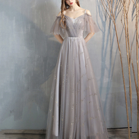Cute Tulle Long Prom Dress Simple Evening Dress - Thumbnail 7