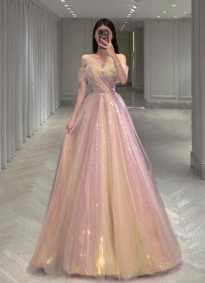 Unique A Line Sequin Formal Prom Dresses