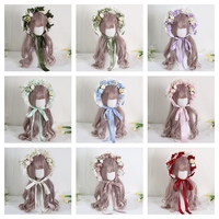 Sweet Lily of the Valley Victorian Women Flower Decorated Straw Bonnet Hat - Thumbnail 2