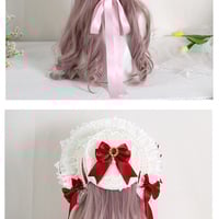 Sweet Lily of the Valley Victorian Women Flower Decorated Straw Bonnet Hat - Thumbnail 4