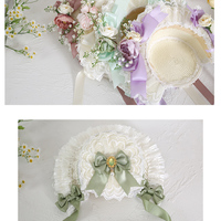 Sweet Lily of the Valley Victorian Women Flower Decorated Straw Bonnet Hat - Thumbnail 3