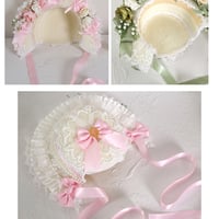 Sweet Lily of the Valley Victorian Women Flower Decorated Straw Bonnet Hat - Thumbnail 6