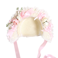 Sweet Lily of the Valley Victorian Women Flower Decorated Straw Bonnet Hat - Thumbnail 7