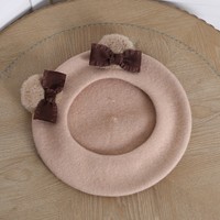 Cute Teddy Bear Ears with Bow Fall Autumn Winter Painter Beret Hat - Thumbnail 9