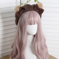 Cute Teddy Bear Ears with Bow Fall Autumn Winter Painter Beret Hat - Thumbnail 6