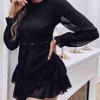 Solid Color Women'S Gauze Lace Splicing Dress - Thumbnail 1