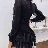 Solid Color Women'S Gauze Lace Splicing Dress - Thumbnail 3