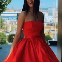 Strapless Red Short Homecoming Dress - Thumbnail 1