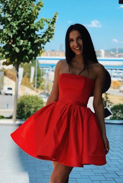 Strapless Red Short Homecoming Dress