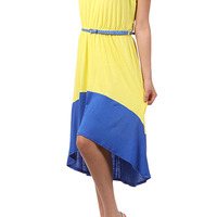 Two-tone Belted A-line Dress  - Thumbnail 1