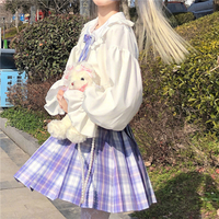 Spring Summer Japanese School Uniform Fresh White Short Sleeve Long Sleeve Blouses T Shirts - Thumbnail 1