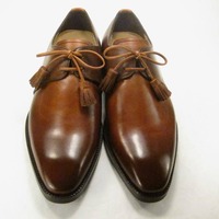 Hot Style Men's Hand Stitch Brown Chukka Style Attractive Lace Up Leather Shoes - Thumbnail 1