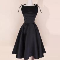 Vintage A-line Classic Black Short Prom Dress - Thumbnail 2