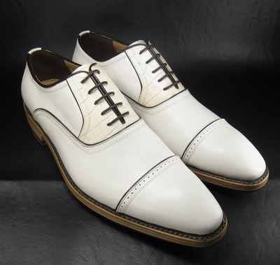 Decent Wear Men's Hand Made Cow White Leather Cap Toe Lace Up Party Wear Shoes
