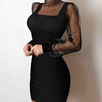 Solid Color Women'S Tight Long Sleeve Dress - Thumbnail 2