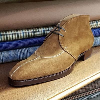 Handmade best mud brown genuine suede chukka lace up boot