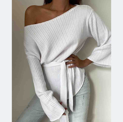Elegant Women's Long Sleeve Flare Sleeve Top