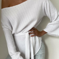 Elegant Women's Long Sleeve Flare Sleeve Top - Thumbnail 1